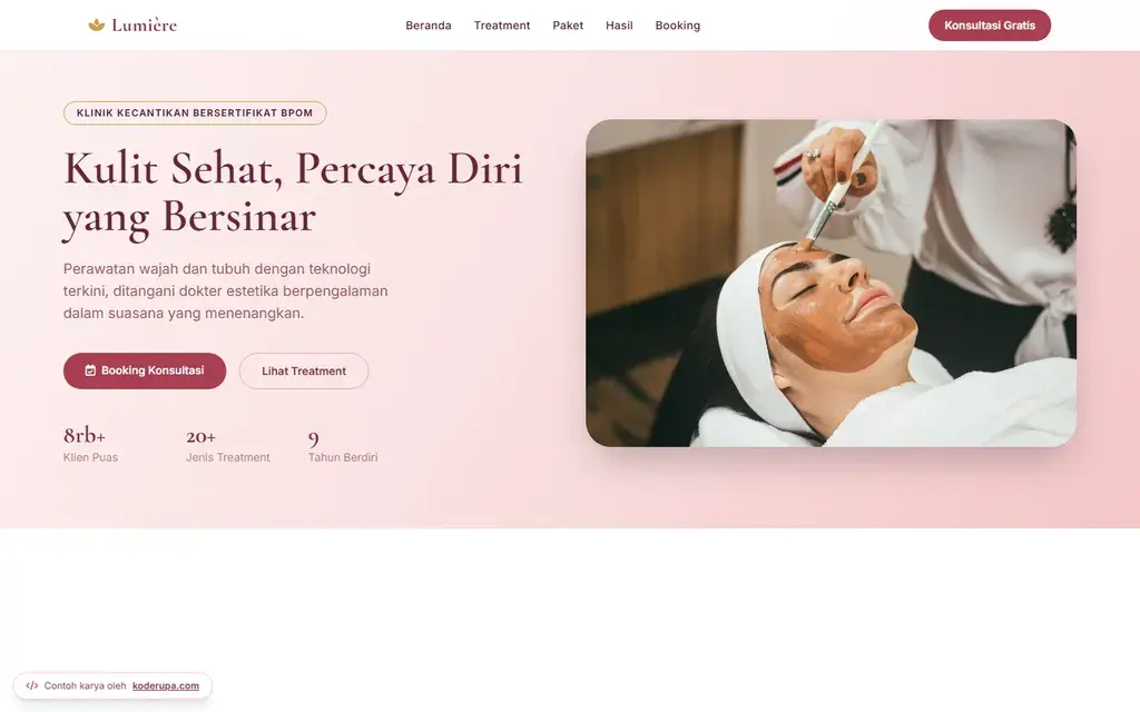 Pratinjau website Lumière Beauty & Skin Clinic