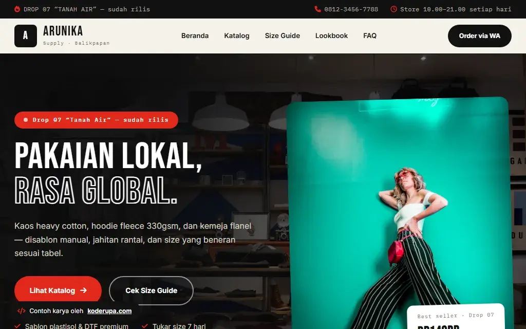 Pratinjau website ARUNIKA Supply