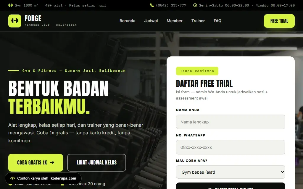 Pratinjau website FORGE Fitness Club