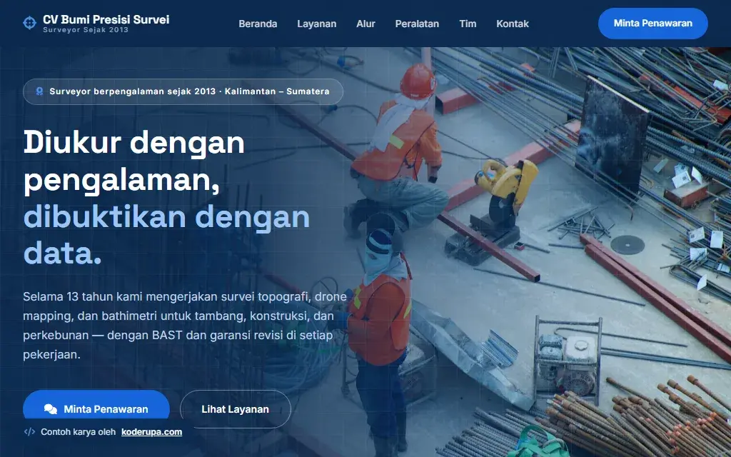 Pratinjau website CV Bumi Presisi Survei