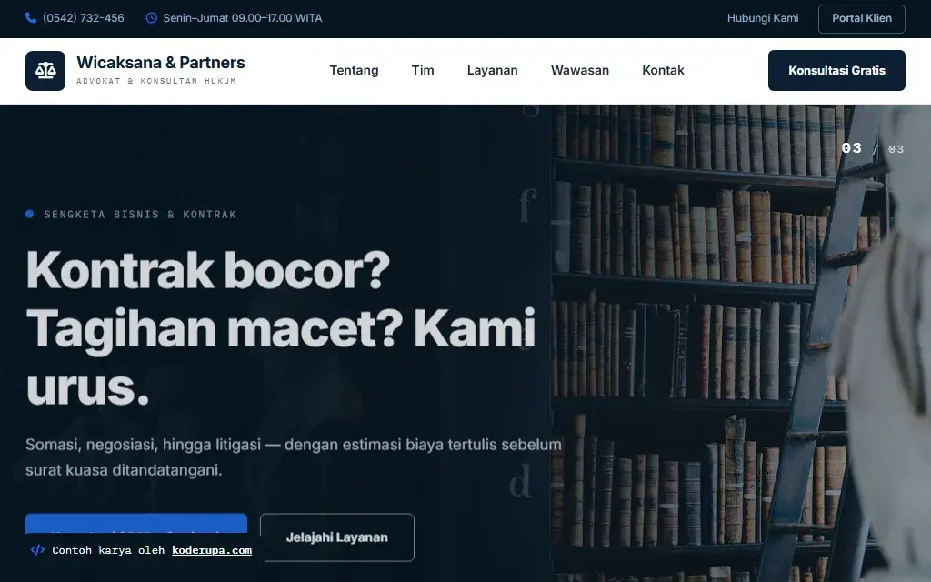 Pratinjau website Wicaksana & Partners
