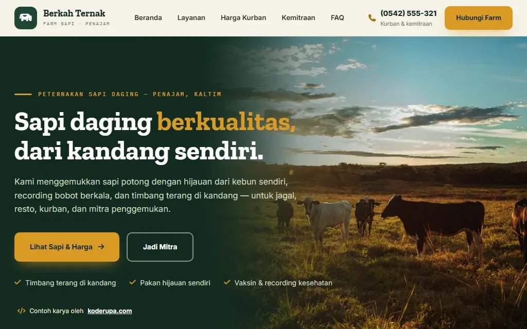 Pratinjau website Berkah Ternak Farm
