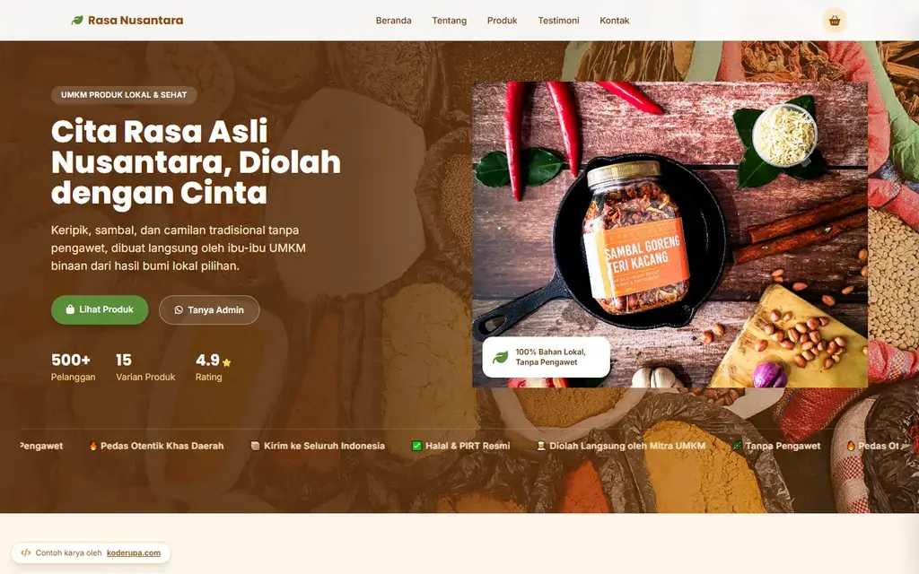 Pratinjau website Rasa Nusantara