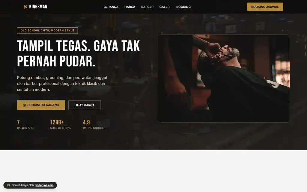 Pratinjau website Kingsman Barber Co.