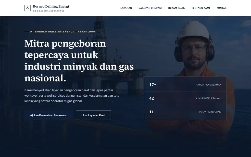 Pratinjau website PT Borneo Drilling Energi