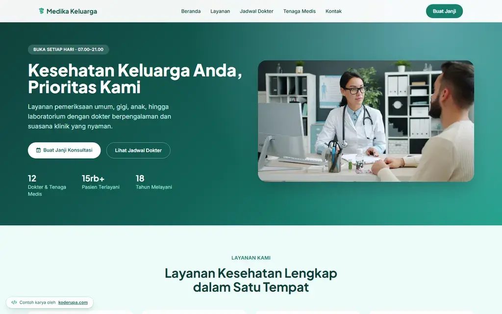 Pratinjau website Klinik Medika Keluarga