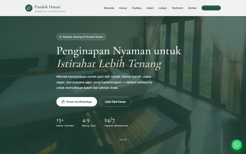 Pratinjau website Pondok Damai Homestay