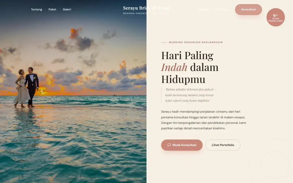 Pratinjau website Serayu Bride & Event